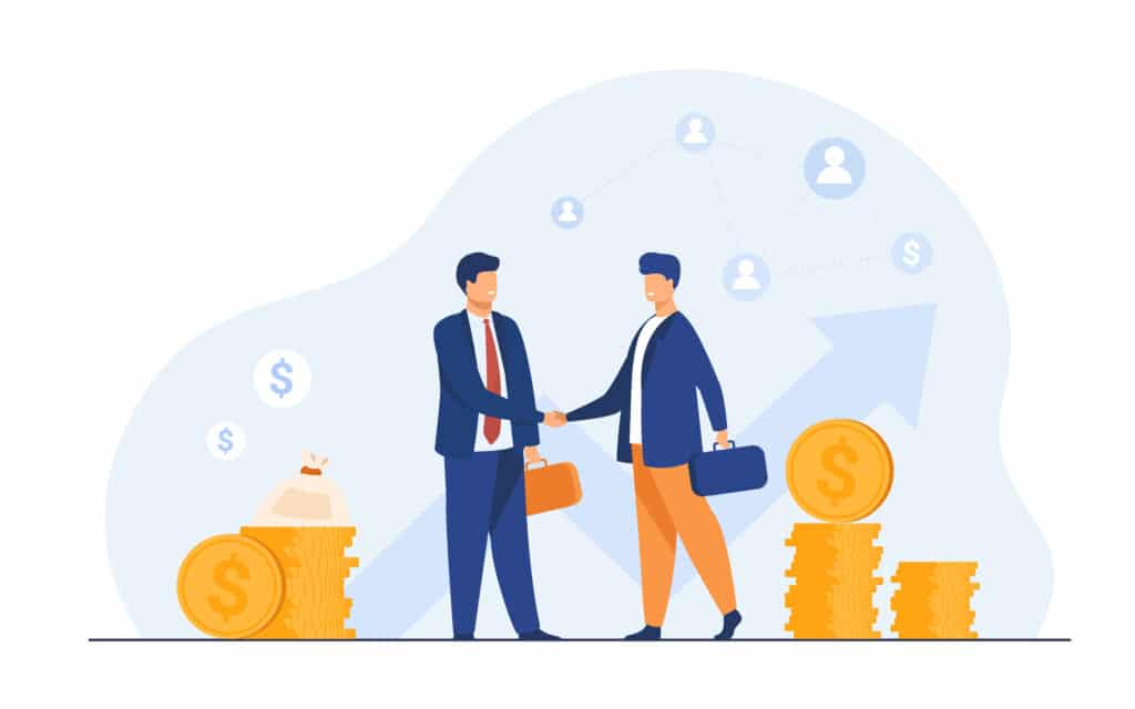 Two business partners handshaking